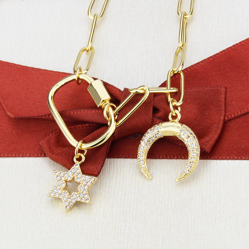 fashion  diamond-studded star moon necklace