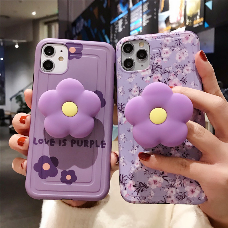 เคสโทรศัพท์ins紫色薰衣草适用iPhoneXS手机壳11pro创意11promax硅胶se苹果7  