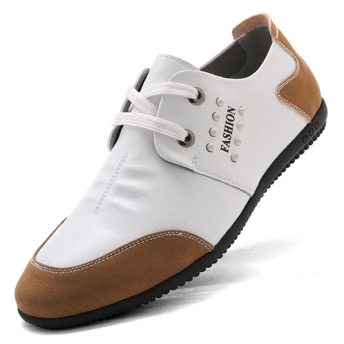 White men's lace-up driving shoes for all seasons, men's soft casual beanie shoes, youth leather shoes, men's one-piece drop shipping