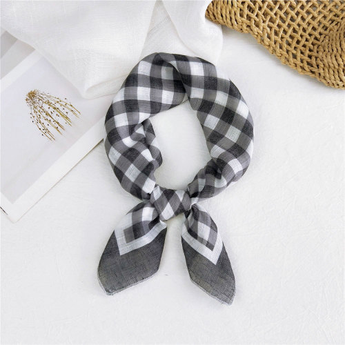 58 new cotton and linen small square scarves for women, spring and autumn, Korean all-match small scarves, headscarves, fashionable decorative scarves