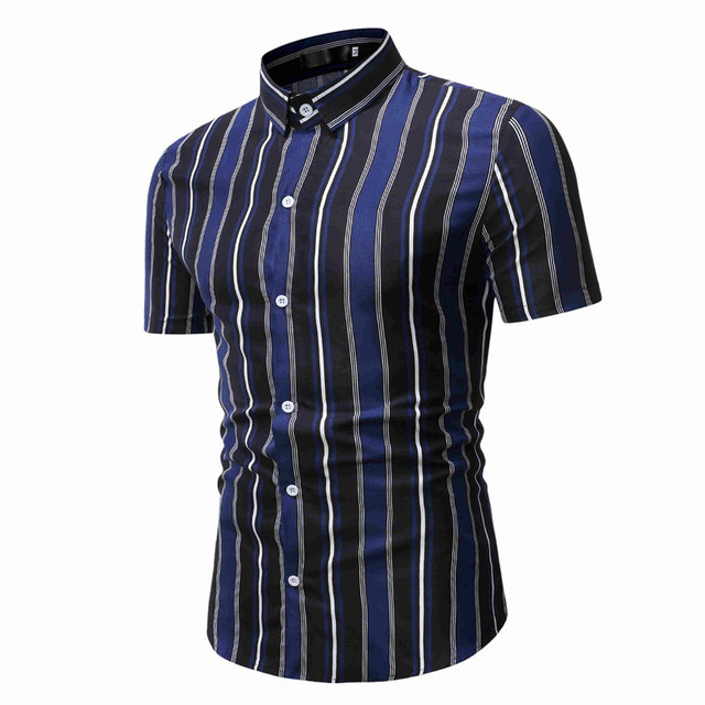 Summer men’s casual stripe short sleeve shirt