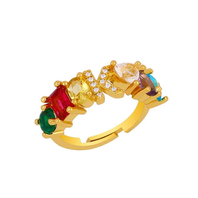 12g Weight 18K Gold Plated Plating Material Artificial Gemstones Inlay Material Birthday Occasion Copper Material Letter Pattern Women'S Gender Plating Design Fashion Style Fashion Letter Copper 18k Gold Plated Artificial Gemstones In Bulk 12