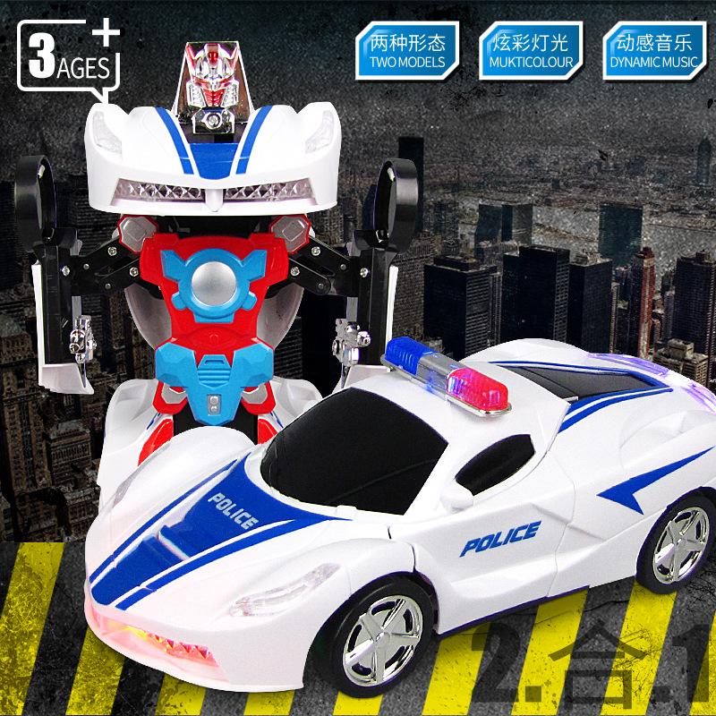 Nuevo eléctrico luz música deformación coche automático transformación Modo de carreras modelo de coche tienda de juguetes regalo al por mayor