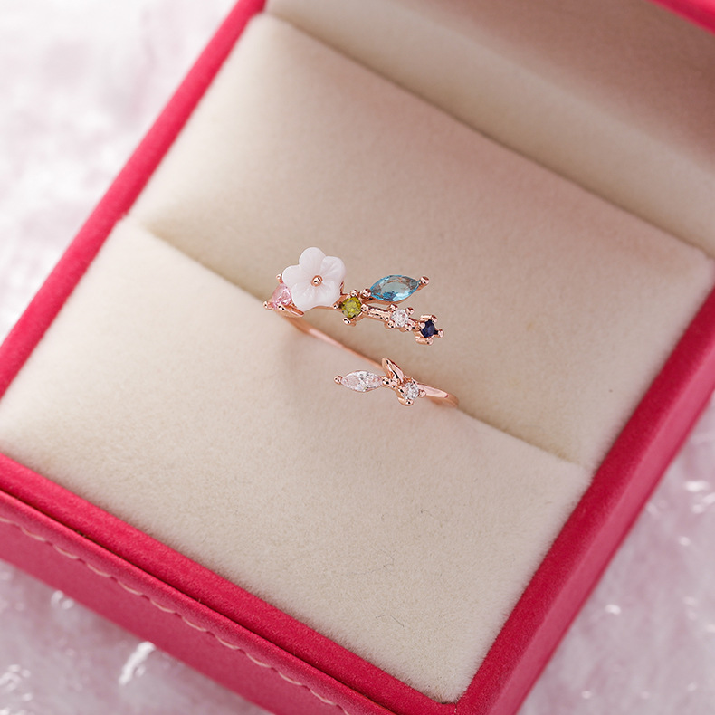 Korea fashion diamond crystal zircon flower ring micro inlaid sweet wild love flower ring wholesale nihaojewelrypicture18