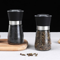 Kitchen pepper grinder glass seasoning bottle stainless steel coarse salt fine salt grinder pepper seasoning glass bottle