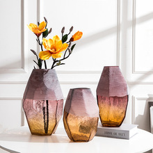 手工彩色玻璃花瓶 几何玻璃工艺品创意家居装饰 百搭软装摆件花器