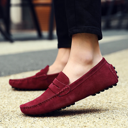 Spring and summer new men's suede leather beanie shoes wholesale men's shoes slip-on shoes British casual shoes