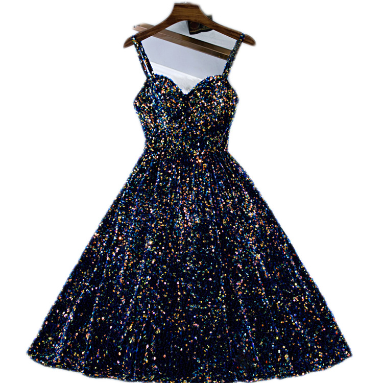 Banquet Evening Dress 2025 New Style Aura Queen Suspender Sequin Lace Elegant Annual Party Elegant Mid-Length Women