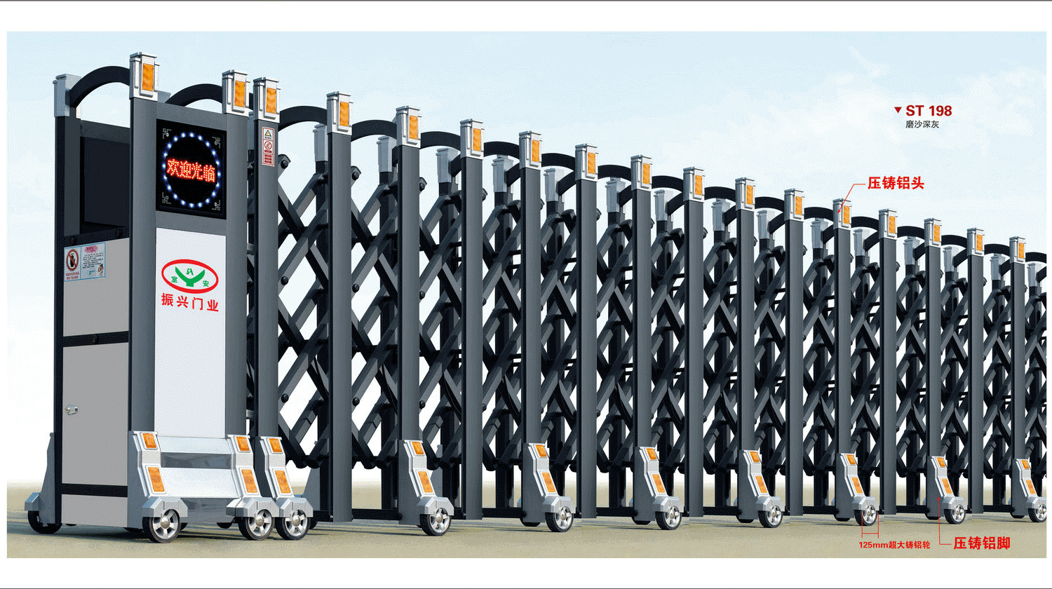ST198磨沙深灰电动伸缩门 125mm铸铝轮厂家批发