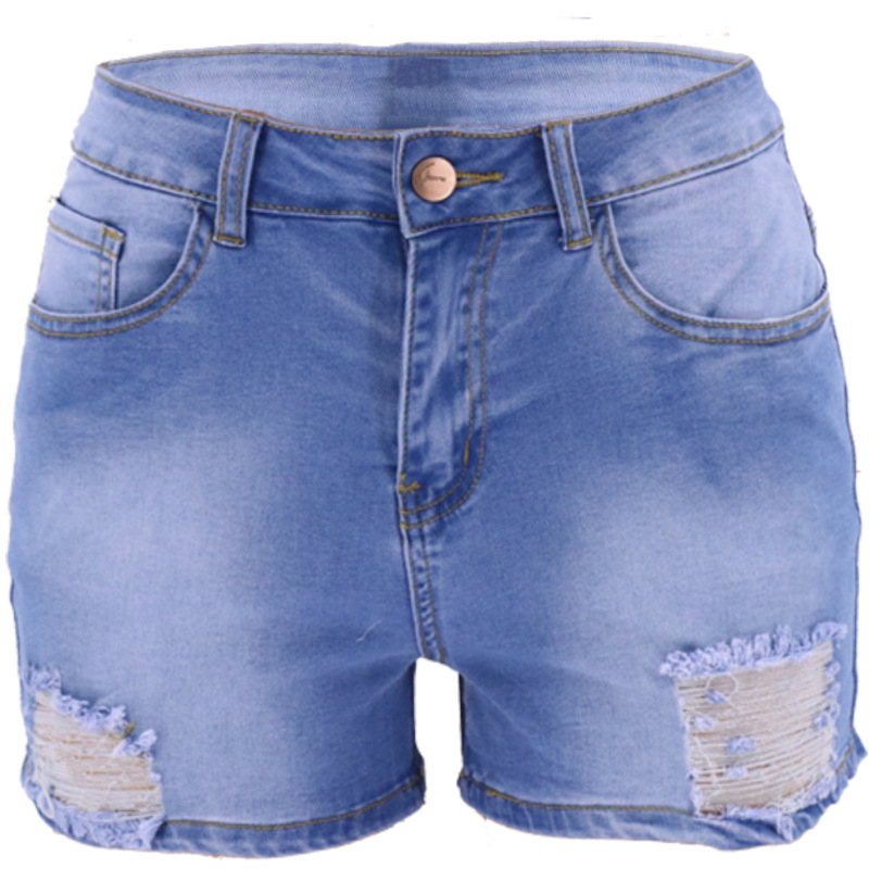 washed white worn denim shorts NSYB65089