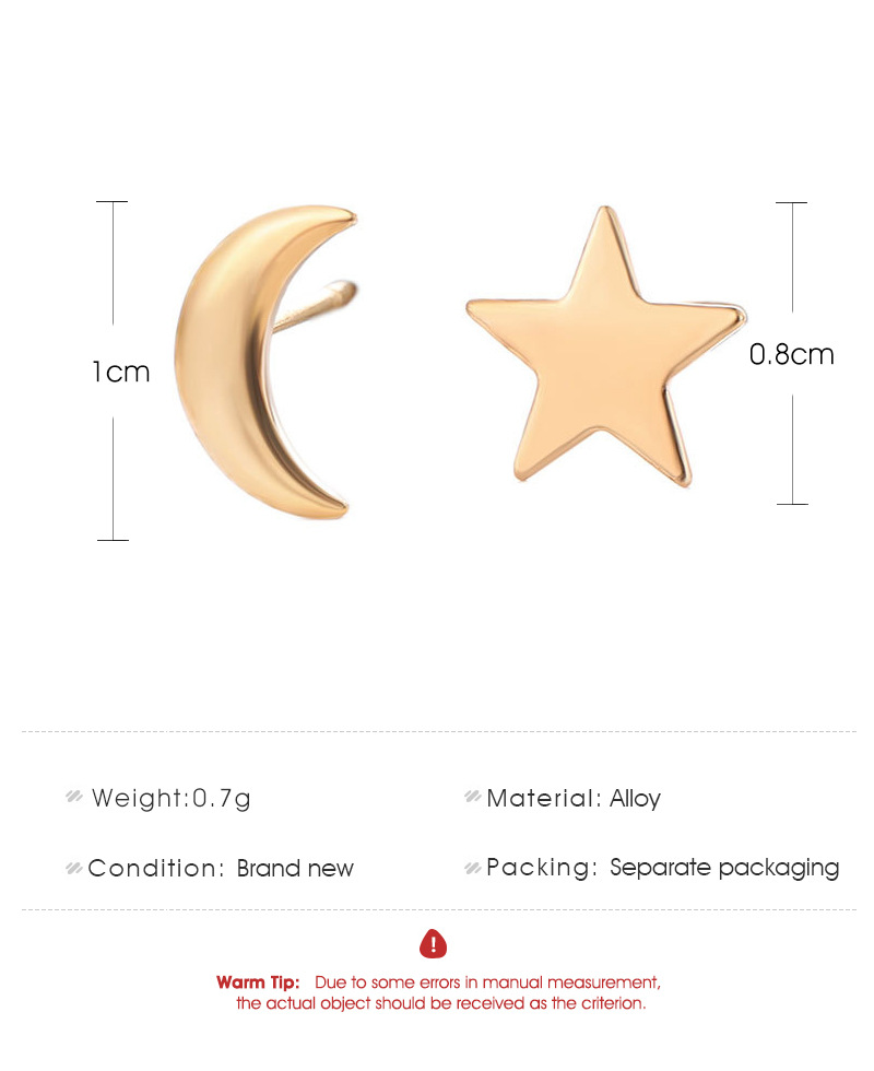 Simple Star And Moon Asymmetrical Earrings display picture 1