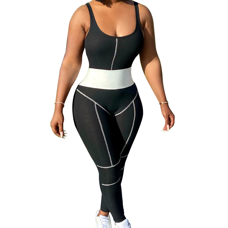 Waist Slimming Hips Sleeveless Sports Jumpsuit Motion Pants