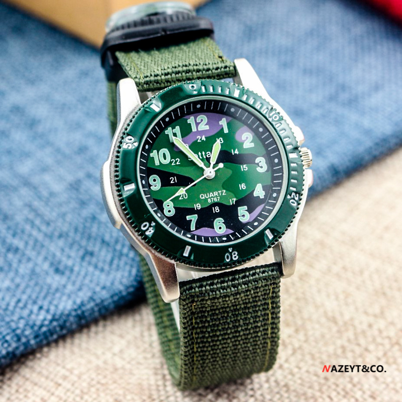 School Boys Military Fan Camouflage Canvas Military Watch Boys Children Luminous Waterproof Quartz Watch