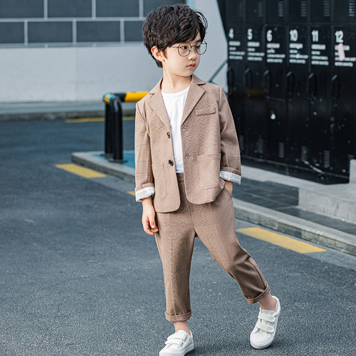 Spring and Summer New Children's Clothing Children's Suit Suit Korean Style Casual Small Suit Plaid Two-piece Set Factory Direct Sales