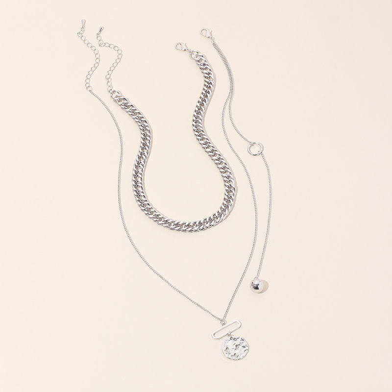 70g Weight Necklace Classification Wedding, Travel Occasion Alloy Material Women'S Gender Simple Style Style White, Gold Color Multi-layered Retro Chain Necklace Women Tide Fashion Personality Hip Hop Medal Pendant Clavicle Chain 6