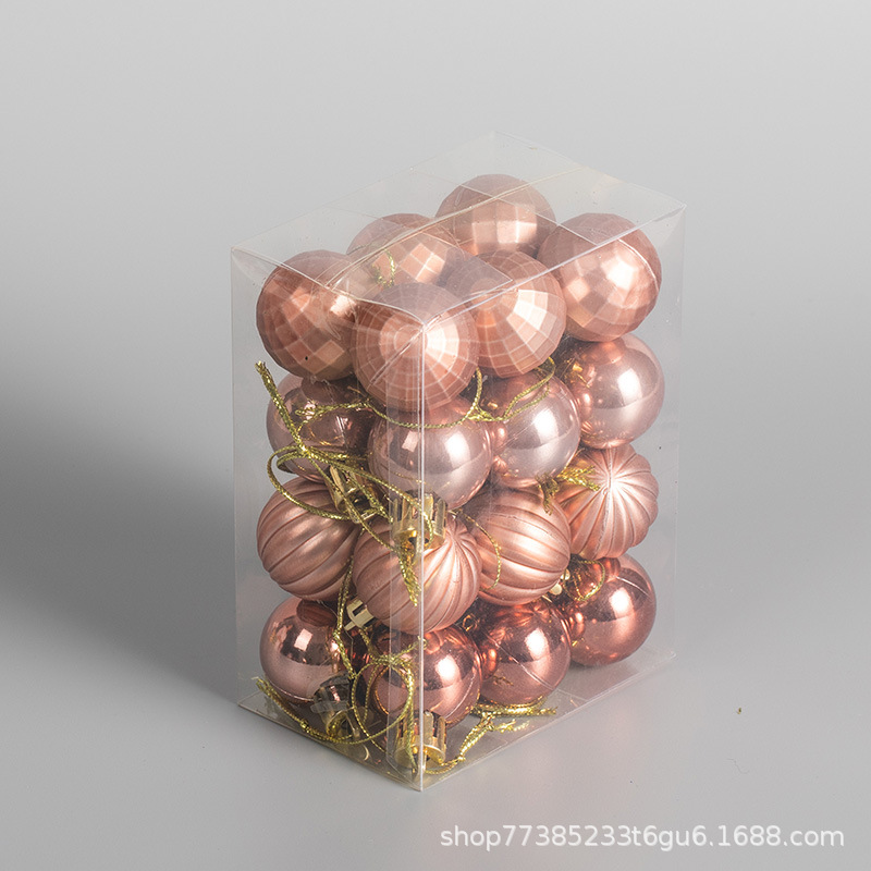 3cm4cm pintado a mano set de Navidad galvanizado bola colgante pequeña decoración de árbol de Navidad oro, plata, rojo multicolor