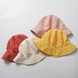 moinmlon Spring and Summer Thin Children's Sun Hat Candy Color Cotton Cloth Sunscreen Sun Hat Baby Fisherman Basin Hat