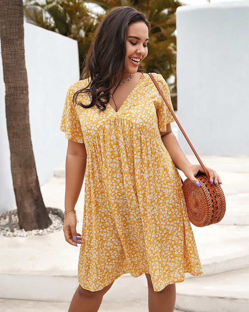 summer plus size printed loose dress  NSQH7935