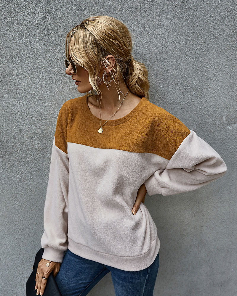 simple color matching sweater long-sleeved T-shirt wholesale NSKA295