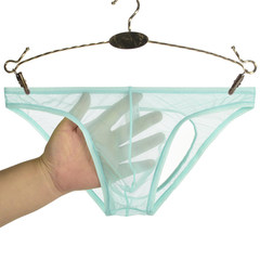 君也男士網紗透明內褲漏屁屁雙丁褲薄款性感三角褲透氣裸感男青年