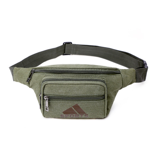 腰包男款休闲斜挎胸包 帆布男士腰包 跑步运动手机腰包生意收银包