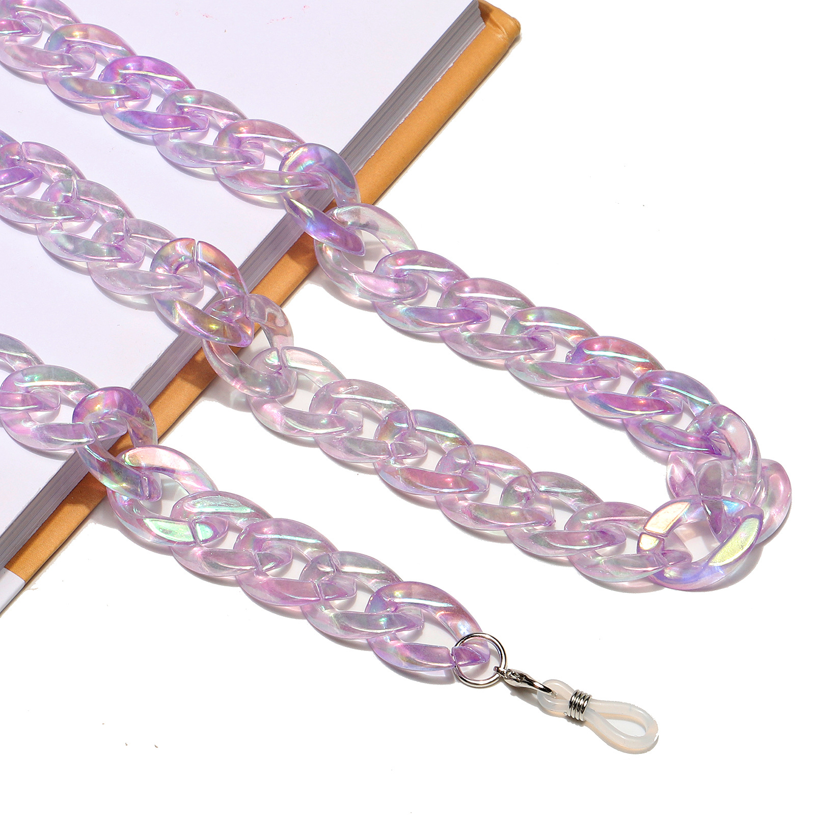 30g Weight Plastic Material White, Purple, Red, Cyan Color Acrylic Plastic Transparent Glasses Chain 2