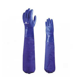 代尔塔 201766 蓝色加长PVC防化手套 耐油耐酸碱工作防化防护手套
