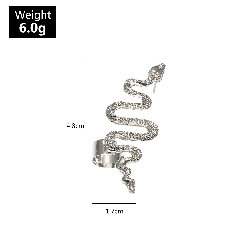 New Retro Fashion Snake-shaped Earrings Texture Silver Diamond Curved Earrings For Women Wholesale display picture 27