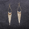 Fashionable retro metal earrings with tassels, European style