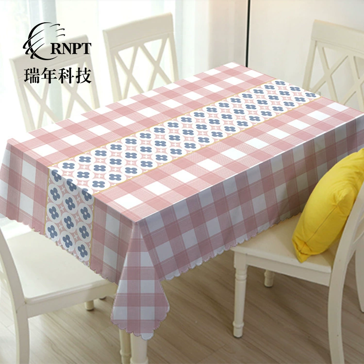 RNPT Ruinan [оптовая продажа производителя] Розовая большая клетчатая скатерть водонепроницаемая маслостойкая скатерть ПВХ столовая