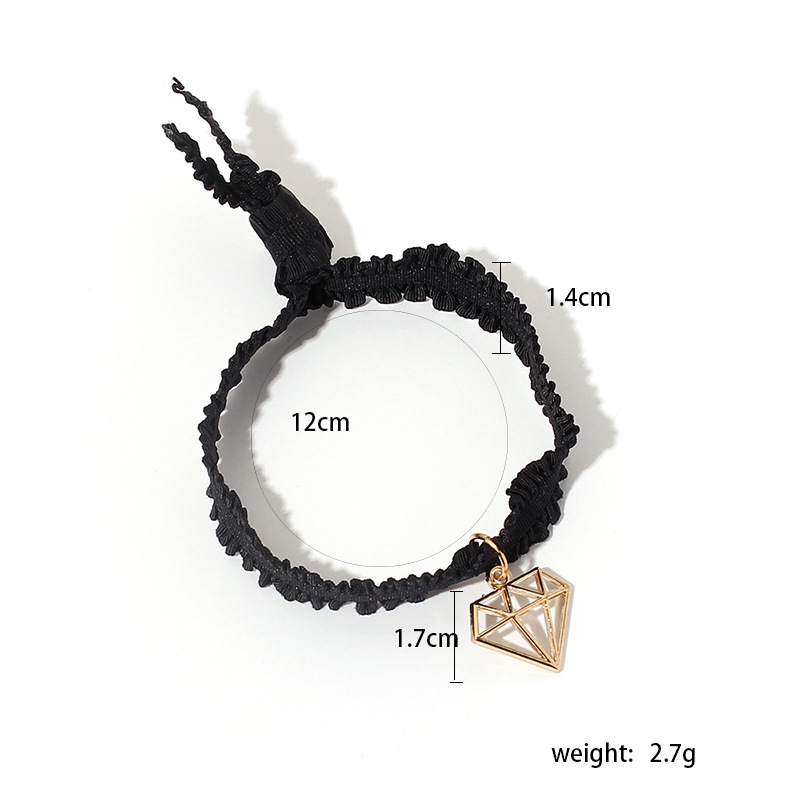 3g Weight Bracelets Classification Anniversary, Business Occasion Women'S Gender Pink, Purple, Green, Yellow, Black Color Retro Hollow Diamond Elastic Bracelet 无