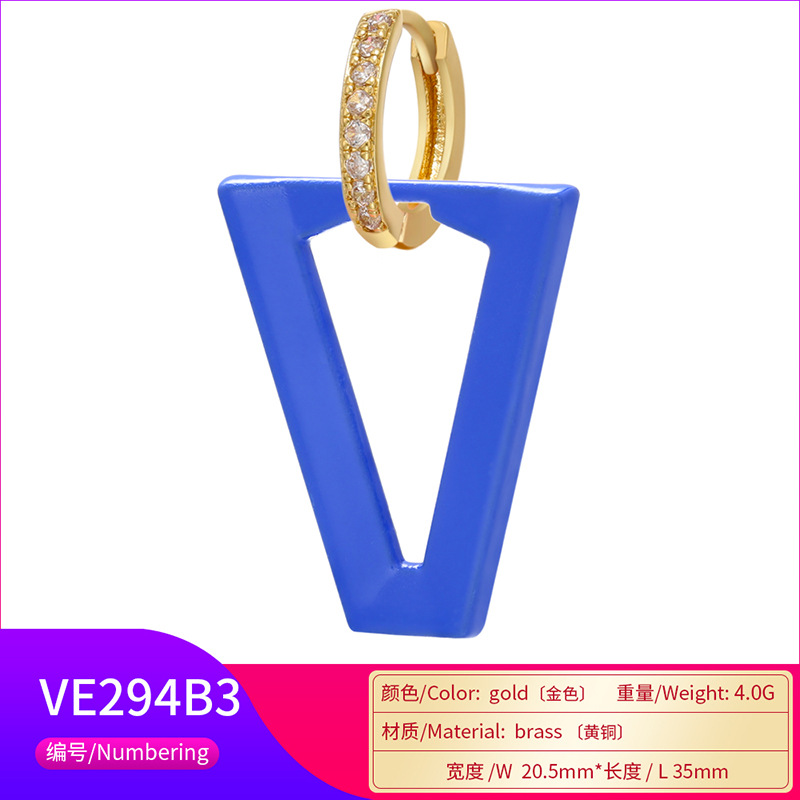 Spray Paint V-shaped Earrings Foreign Trade Paint Inverted Triangle Fluorescent Earrings V-shaped Earrings Cross-border Ve294 display picture 10