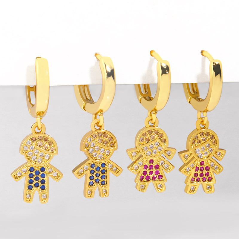 Creative Earrings Personality Explosion Models Japanese And Korean Earrings Zircon Diamond Cartoon Character Earrings Wholesale Nihaojewelry display picture 4