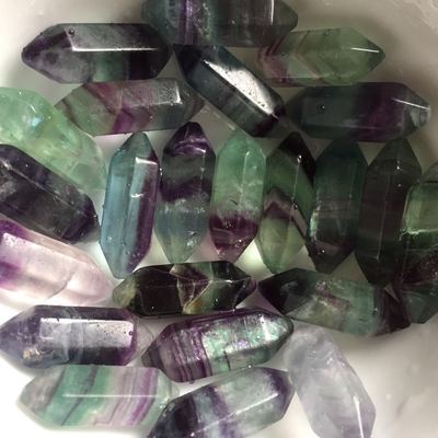 Natural Stone Two sharp Fluorite Powder crystal White Crystal Hexagonal columns No Gluing 32*10*10mm