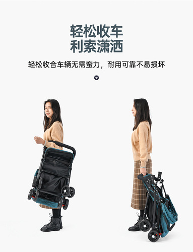 Wholesale lightweight foldable stroller that can sit or lie down, children's baby stroller with four wheels, one-click folding, and dropshipping.