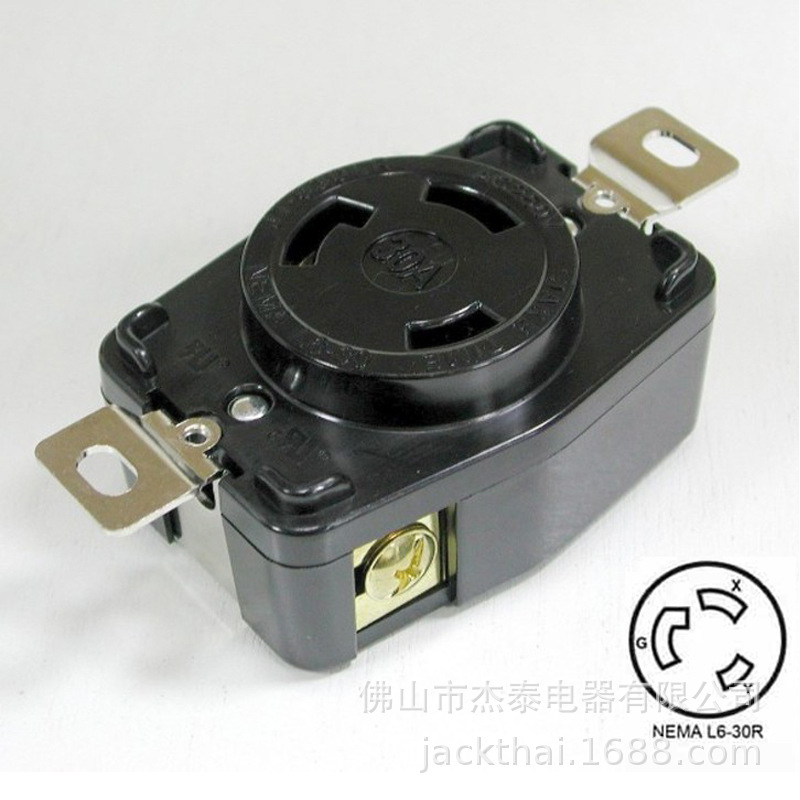 JT-630LR NEMA L6-30R 暗裝式工業插座 發電機組電源輸出插座 UL