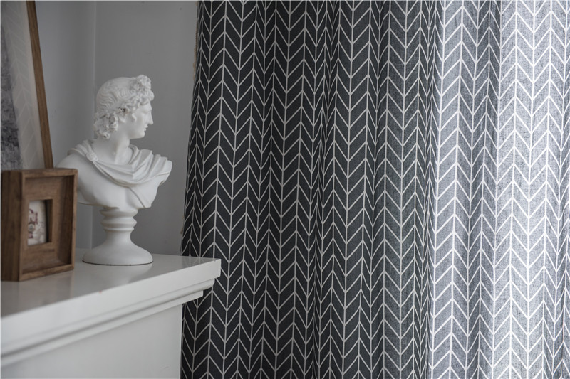 Minimalistischer Geometrischer Vorhang Mit Quasten Grau Baumwolle_voghion.com