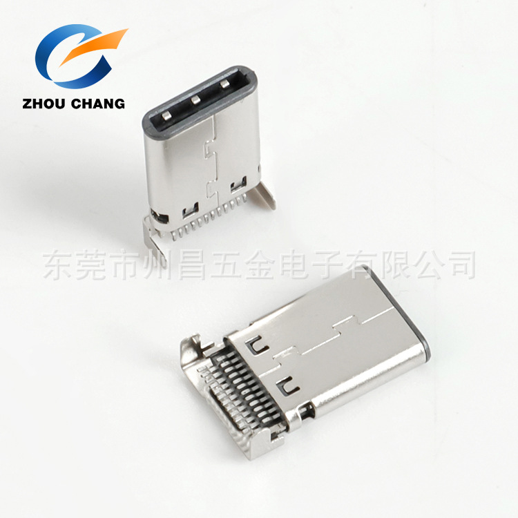 USB TYPE-C 24P90度沉板式公头 usb type-c3.1DIP TYPE-C公头-阿里巴巴