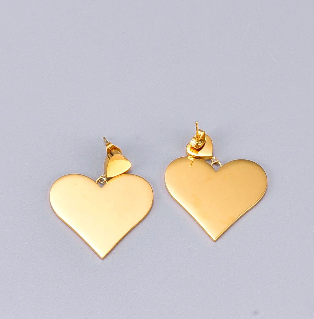 Wholesale Jewelry Titanium Steel Heart Double Earring Nihaojewelry display picture 4