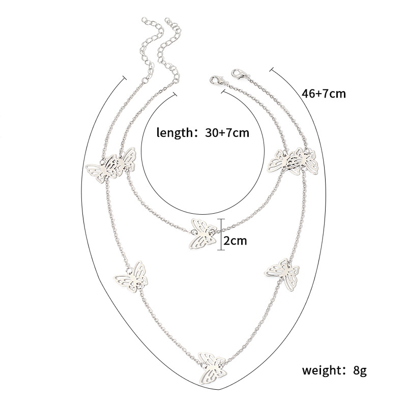 Butterfly Pendant Necklace Simple Double Layer Small Fresh Clavicle Chain display picture 1