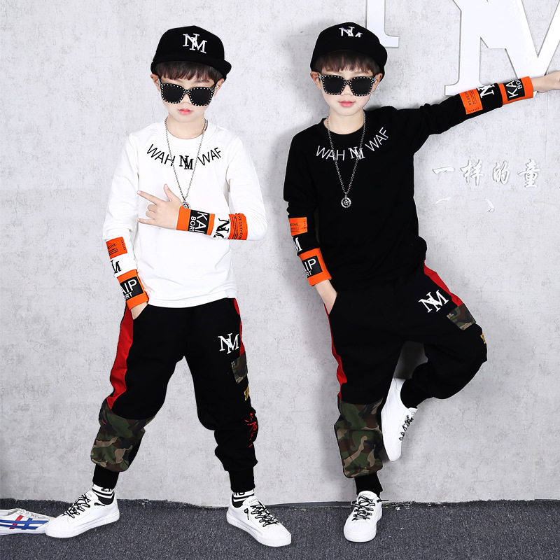 New Mid Autumn Boys' Set T-shirt long sleeved+long work pants Children's casual sportswear trend_voghion.com