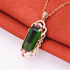 Pendant, rectangular tourmaline zirconium