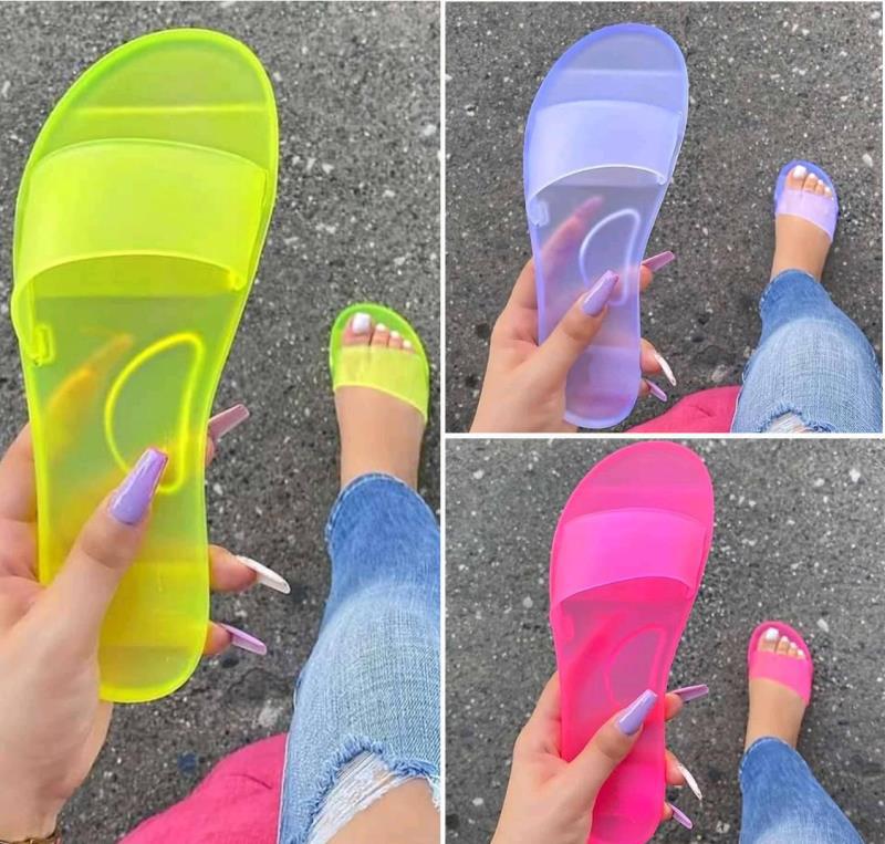 Leisure Color Blocking Pattern Solid Color Leisure One-shaped Summer  Flat Heel Flat Shoes display picture 2