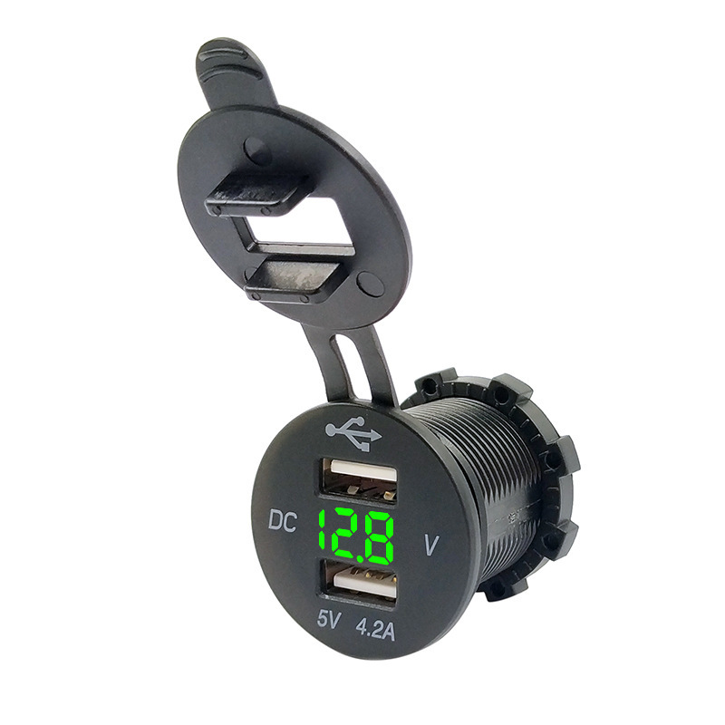 Car And Motorcycle Modified Car Charger Dual Usb Mobile Phone Recorder Charger4.2 AWith Voltmeter Car Charger