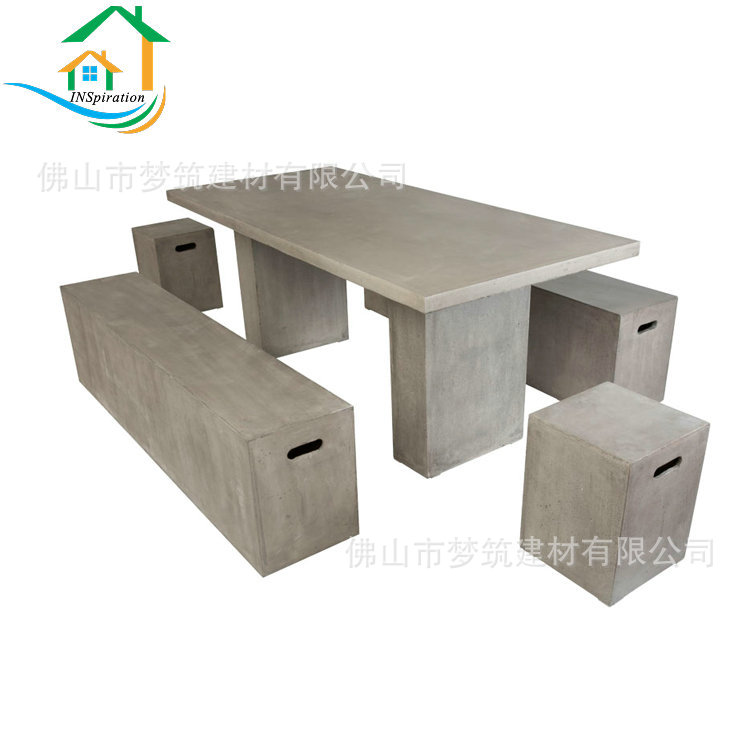 佛山GRC厂生产清水混凝土景观家具坐凳 户外水泥整体家具台桌椅
