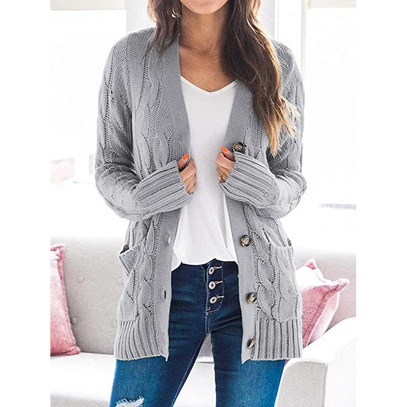 Suéter Cárdigan Nuevo de Otoño-Invierno 2026 para Mujer, Estilo Europeo y Americano, Cuello en V, Cierre de un Botón, Chaqueta de Punto de Manga Larga
