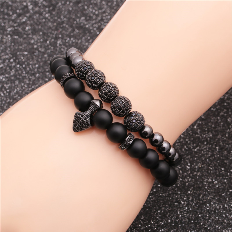 Tendance Nouveau Produit Givré Pierre Diamant Boule Perles Bracelet Ensemble En Gros Nihaojewelry display picture 1