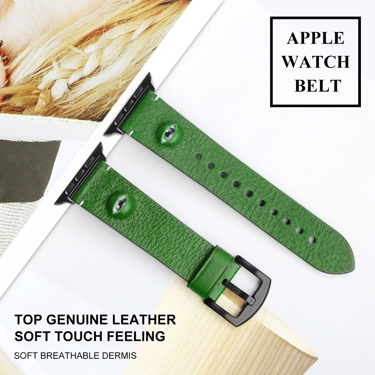 Подходящий Apple WatchSe983456 Apple Watch iWatch7 головка кожа скат глаз кожаный ремешок кожаная лента