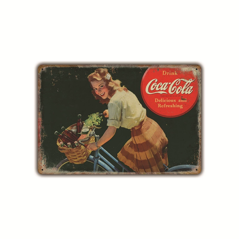 Безрамочная металлическая вывеска (Coca-Cola) ретро рекламный плакат, 20×30 см, винтажное декоративное украшение