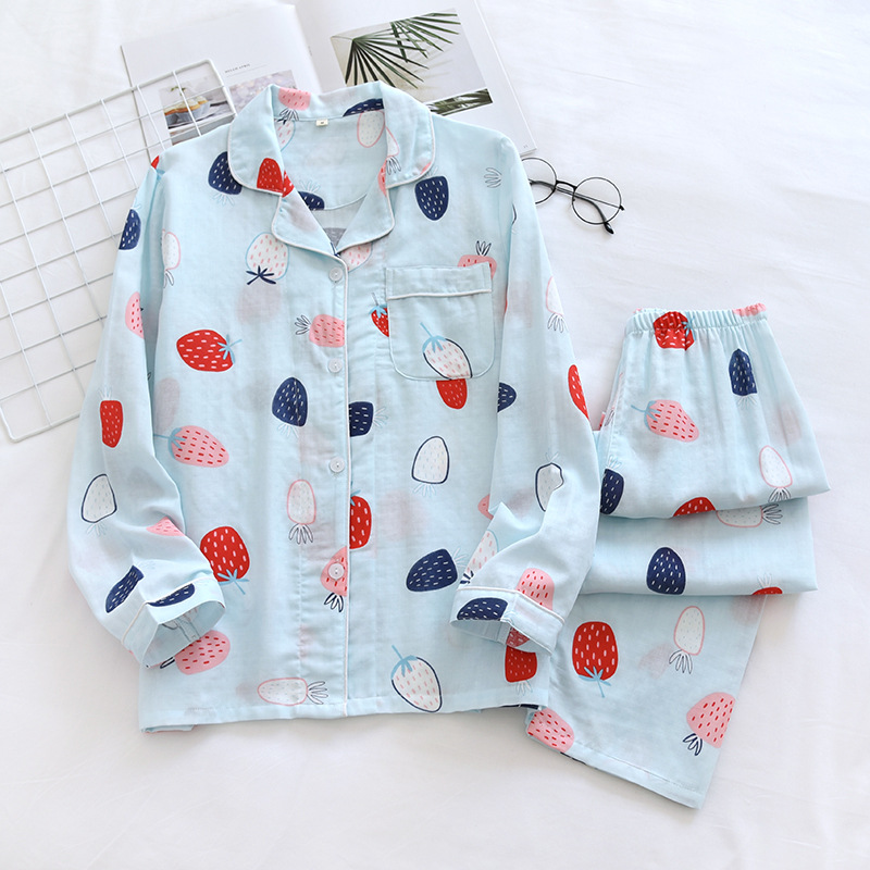 LYZ五彩いちごダークガーゼカバー-ブルー